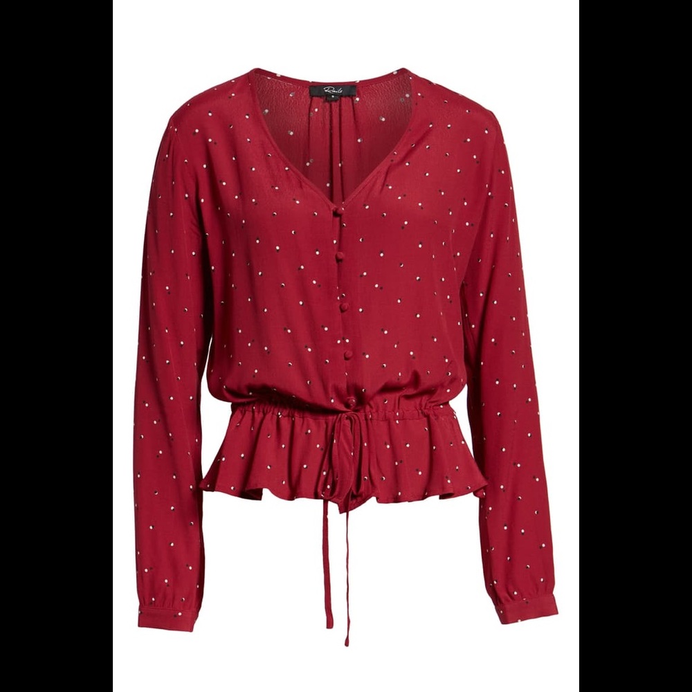 NWT Rails tie waist dotted red top blouse XS